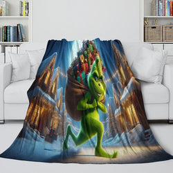 Grinch Blanket Pattern Flannel Throw Kids Room Decoration (ONLINE ORDER ONLY)