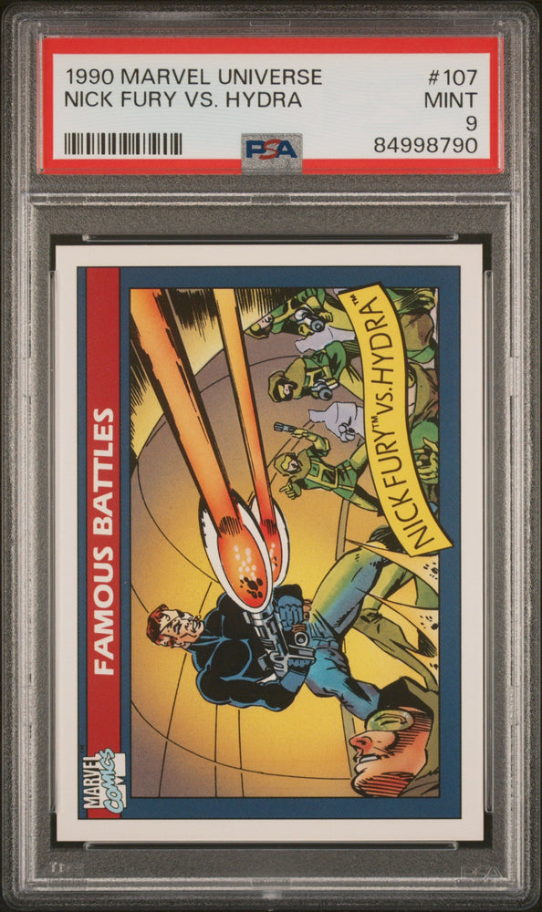 1990 MARVEL UNIVERSE NICK FURY VS. HYDRA  #107 - PSA 9 (Online Order Only)
