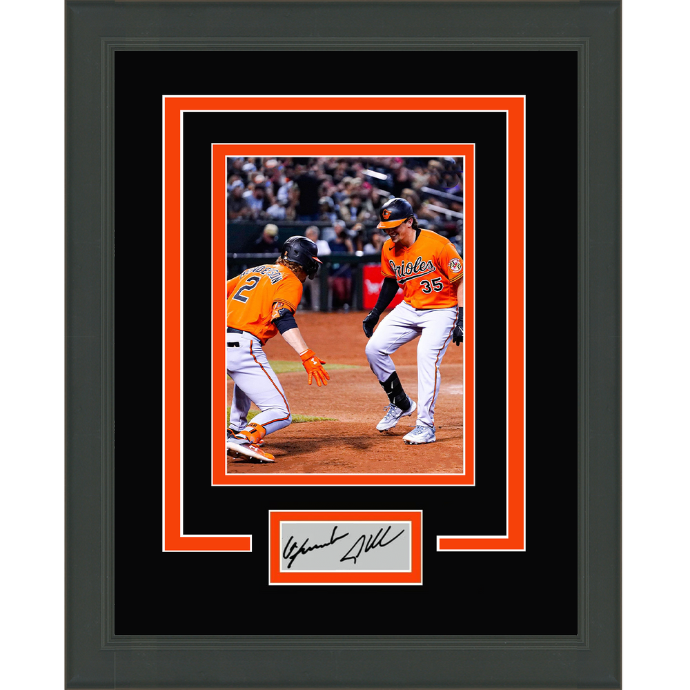 Framed Gunnar Henderson Adley Rutschman Dual Facsimile Laser Engraved Signature Auto Baltimore Orioles 11x14 Baseball Photo (ONLINE ORDER ONLY)