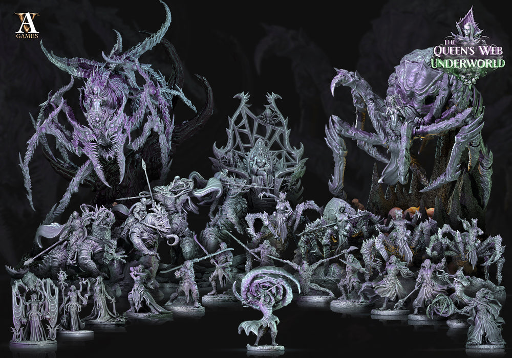 3D Printed Archvillain Games Dark Elves Divine The Queen's Web Underworld 28 32mm D&D (Online Only)