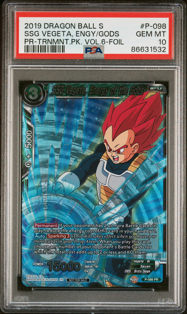 2019 DRAGON BALL SUPER OFFICIAL  SSG VEGETA, ENGY/GODS #P-098 PSA 10 (Online Order Only)