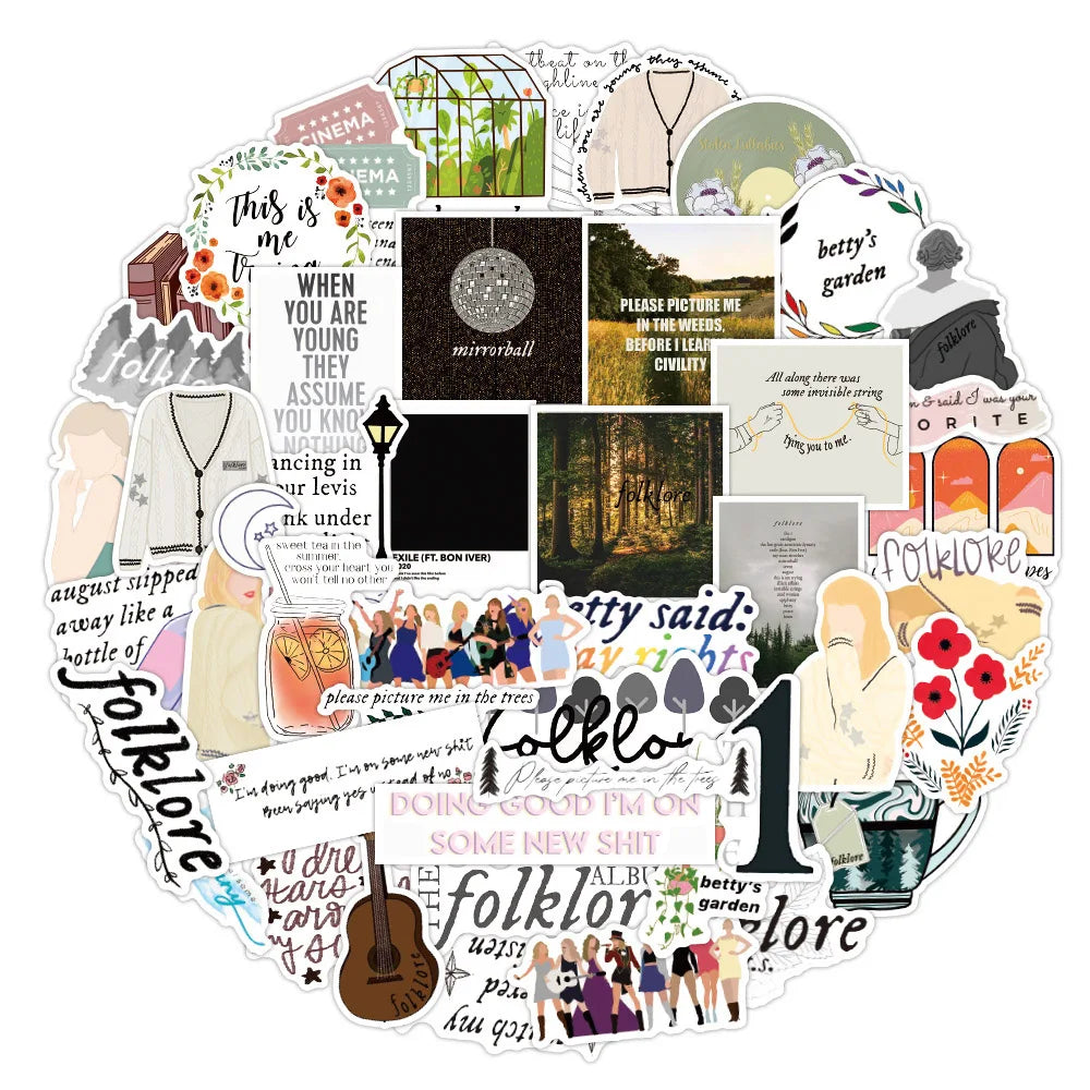 10/30/50PCS Alison Swift Taylor Folk Song Graffiti Stickers Aesthetic Motorcycle Laptop Guitar Phone Diary Waterproof Sticker (Online Order Only)