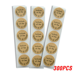 100-500pcs Black Handmade With Love 1 Inch Baking Label Wedding Sticker Party Label Decoration Envelope Seal Stationery Sticker (Online Order Only)