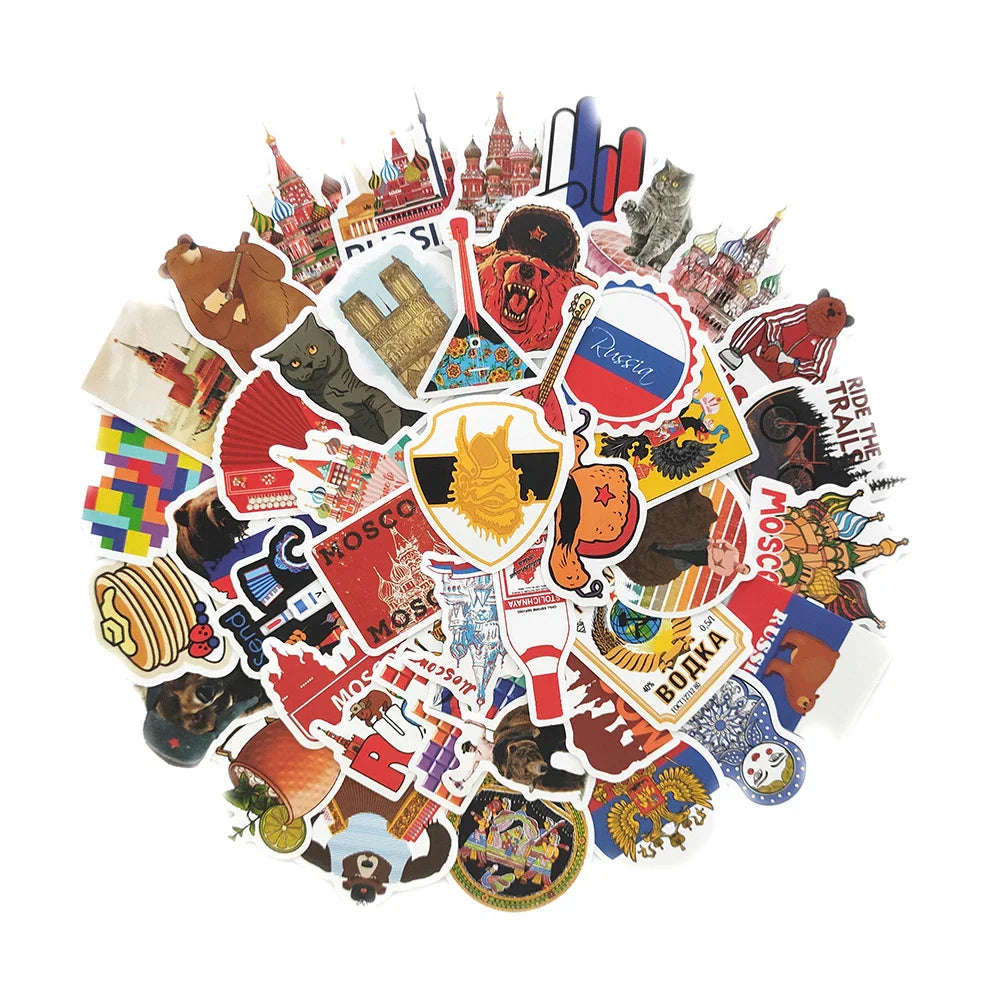 10/30/50PCS Retro Mix Russia Sign Matryoshka Bear Power Cool Stickers Motorcycle Laptop Guitar Phone Graffiti Decal Sticker Toy (ONLINE ORDER ONLY)
