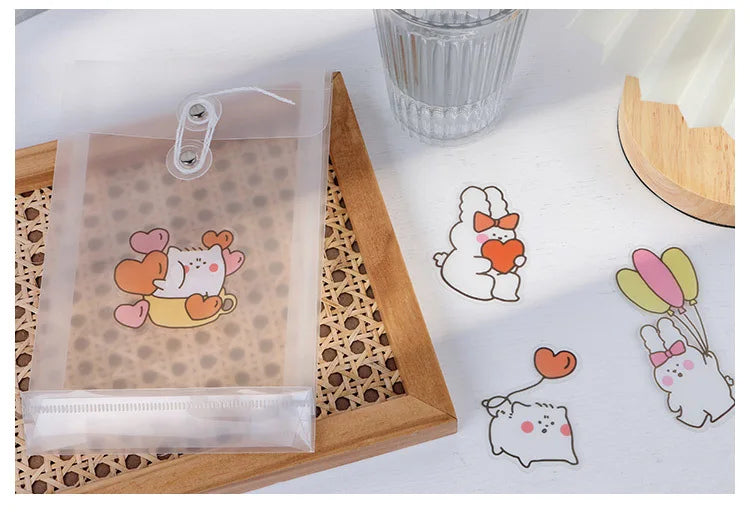15Pcs/lot Cute Rabbit Bear Stickers PET Scrapbooking Stickers Decorative Ablum Diary For Children Stationery (ONLINE ORDER ONLY)
