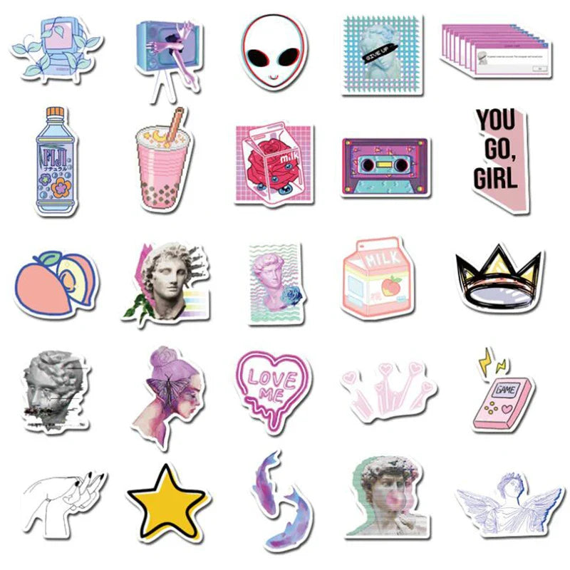 LL-129# Psychedelic Steam Wave Series 50/pcs sticker Laptop collection Gift Home Decor Fridge Styling Mixed Stickers (Online Order Only)