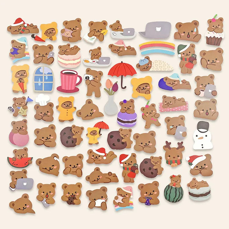 60Pcs/pack Cute Lazy Bear Stickers Scrapbooking Decorative Sticker Korean DIY Diary Album Stick Label Kawaii Stationery (ONLINE ORDER ONLY)
