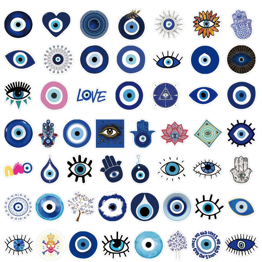 10/30/50pcs Turkish Evil Eye Graffiti Stickers Skateboard Guitar Laptop Motorcycle Luggage Bike Car Phone Cool Sticker Kid Toy (ONLINE ORDER ONLY)