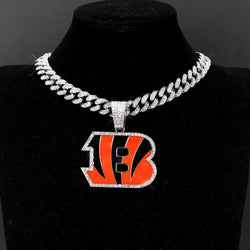 Sports Customized LOGO Pendant Necklace with Iced Out Cuban Chains for Football Fans Birthday Gifts (ONLINE ORDER ONLY)