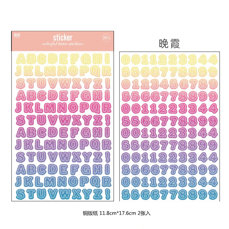 2 sheets Ins Kawaii Alphabet Letter Number Stickers Scrapbooking Decorative Sticker DIY Diary Album Stick Label Stationery (ONLINE ORDER ONLY)