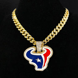 Sports Customized LOGO Pendant Necklace with Iced Out Cuban Chains for Football Fans Birthday Gifts (ONLINE ORDER ONLY)