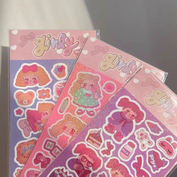 Cute Little Girl Laser Sticker Hand Account Material Decoration Stickers Korean DIY Diary Album Stick Label Kawaii Stationery (ONLINE ORDER ONLY)