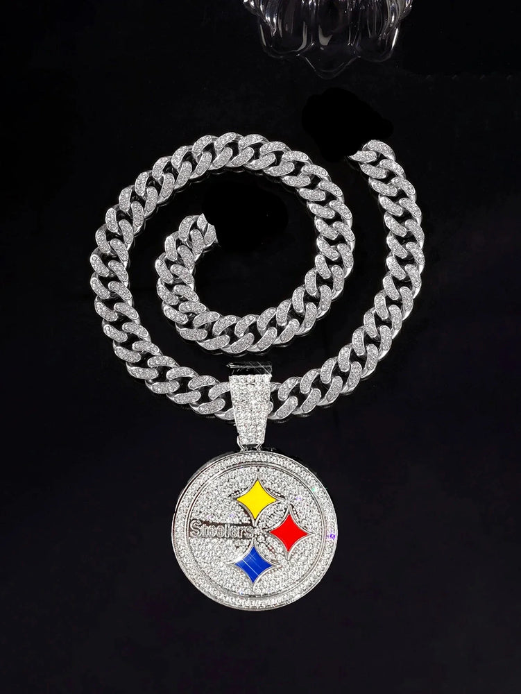 Sports Customized LOGO Pendant Necklace with Iced Out Cuban Chains for Football Fans Birthday Gifts (ONLINE ORDER ONLY)