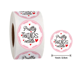 100-500pcs Round Paper Pink Pretty Things Inside Stickers Gold Thank You Stickers For Small Business Packaging Seal Label (ONLINE ORDER ONLY)