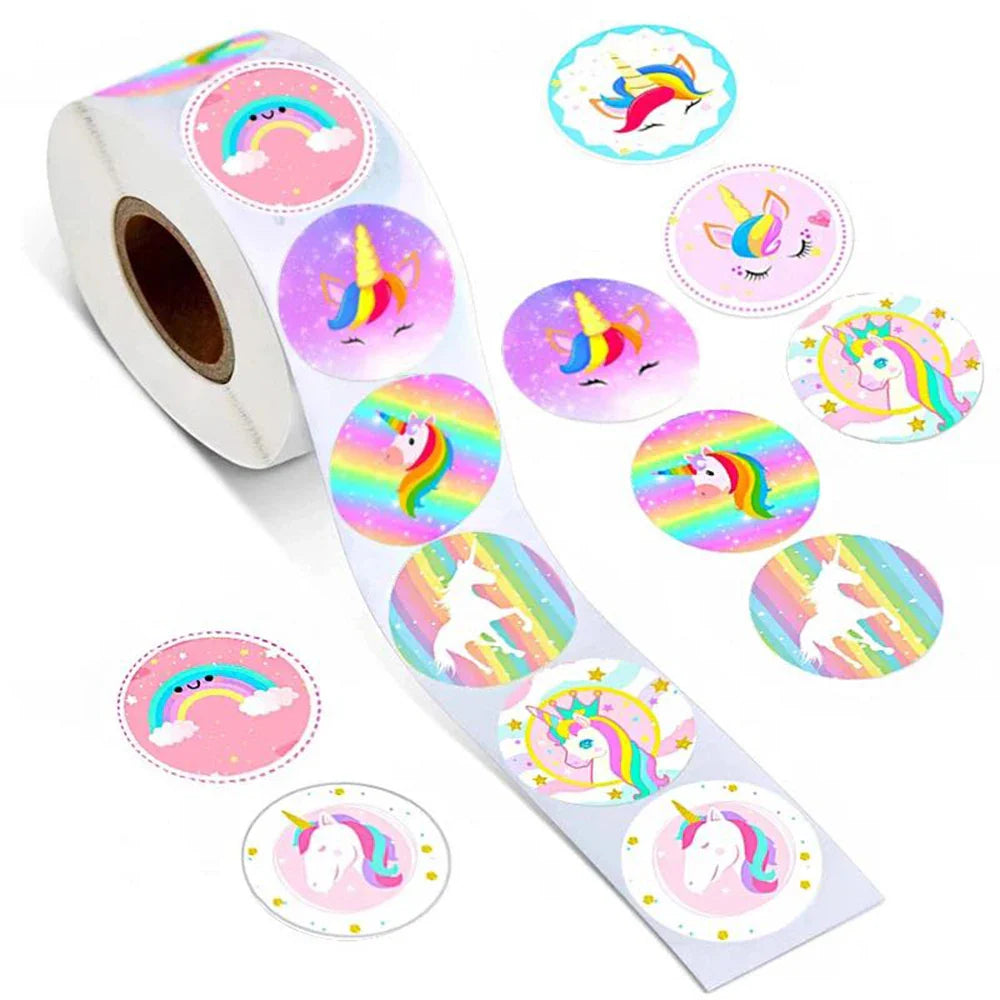 100-500PCS Cute Unicorn Reward Stickers Children Girl Gift Scrapbook Decoration Label 1Inch Handmade DIY Cartoon Toy Stickers (Online Order Only)