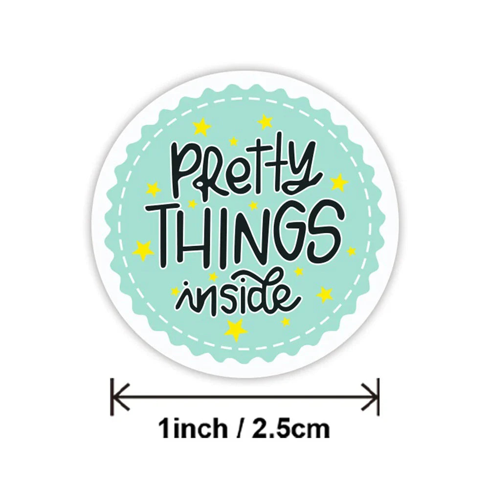 100-500pcs Round Paper Pink Pretty Things Inside Stickers Gold Thank You Stickers For Small Business Packaging Seal Label (ONLINE ORDER ONLY)