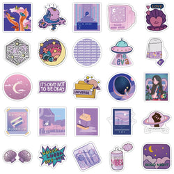 10/30/50PCS Cute Cartoon Purple INS Style Girl Graffiti Stickers Laptop Snowboard Luggage Fridge DIY Decal Kid Toy Cool Sticker (ONLINE ORDER ONLY)