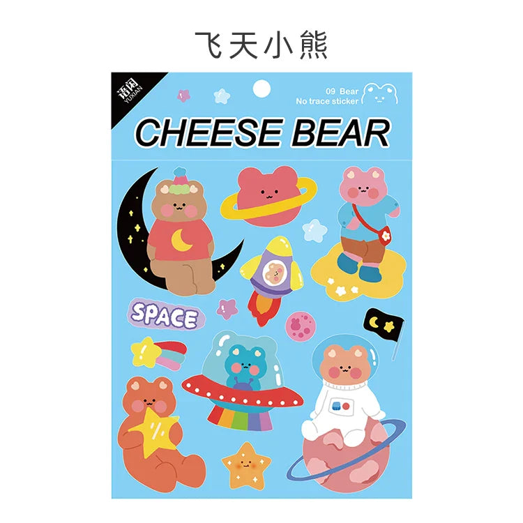 Kawaii Cheese Bear Stickers Scrapbooking Decorative Sticker Korean DIY Diary Album Stick Label School Stationery (Online Order Only)