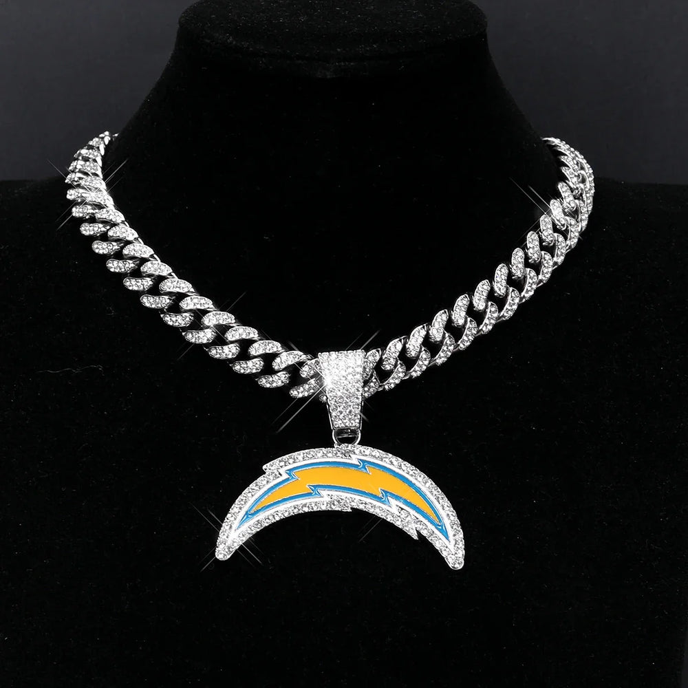 Sports Customized LOGO Pendant Necklace with Iced Out Cuban Chains for Football Fans Birthday Gifts (ONLINE ORDER ONLY)