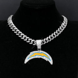 Sports Customized LOGO Pendant Necklace with Iced Out Cuban Chains for Football Fans Birthday Gifts (ONLINE ORDER ONLY)
