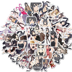 Anime Bunny Girl Stickers 10/30/50pcs Waterproof Decals for Laptop, Skateboard, Car, Phone (Online Order Only)