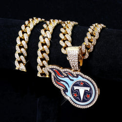 Sports Customized LOGO Pendant Necklace with Iced Out Cuban Chains for Football Fans Birthday Gifts (ONLINE ORDER ONLY)
