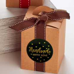 100-500pcs Black Handmade With Love 1 Inch Baking Label Wedding Sticker Party Label Decoration Envelope Seal Stationery Sticker (Online Order Only)