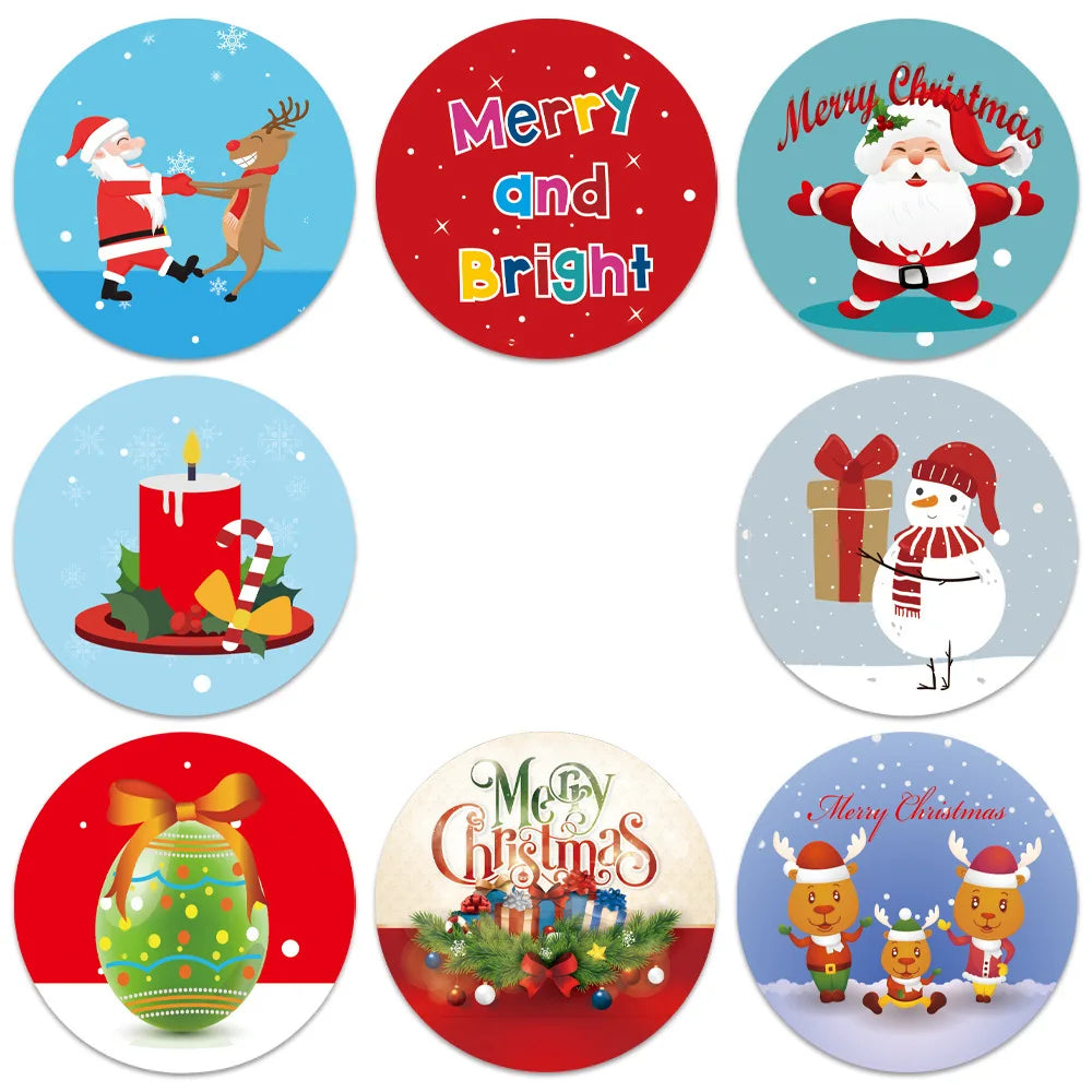 100-500Pcs Merry Christmas Sticker Christmas Party Holiday Decoration Gift Sealing Glue Baking Packaging Sticker Label 1inch (Online Order Only)