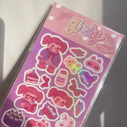 Cute Little Girl Laser Sticker Hand Account Material Decoration Stickers Korean DIY Diary Album Stick Label Kawaii Stationery (ONLINE ORDER ONLY)