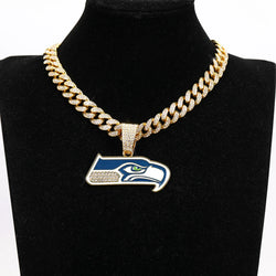 Sports Customized LOGO Pendant Necklace with Iced Out Cuban Chains for Football Fans Birthday Gifts (ONLINE ORDER ONLY)