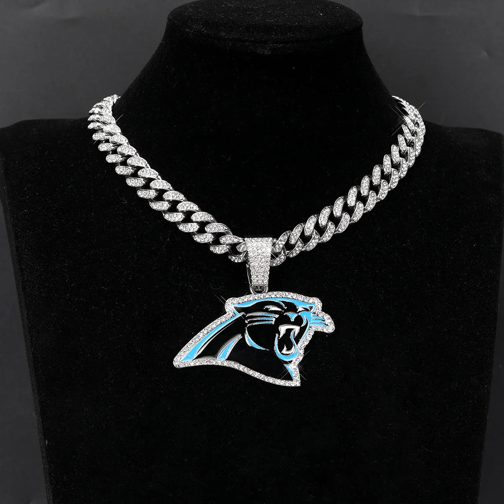 Sports Customized LOGO Pendant Necklace with Iced Out Cuban Chains for Football Fans Birthday Gifts (ONLINE ORDER ONLY)