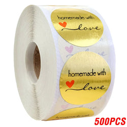 100-500pcs Black Handmade With Love 1 Inch Baking Label Wedding Sticker Party Label Decoration Envelope Seal Stationery Sticker (Online Order Only)