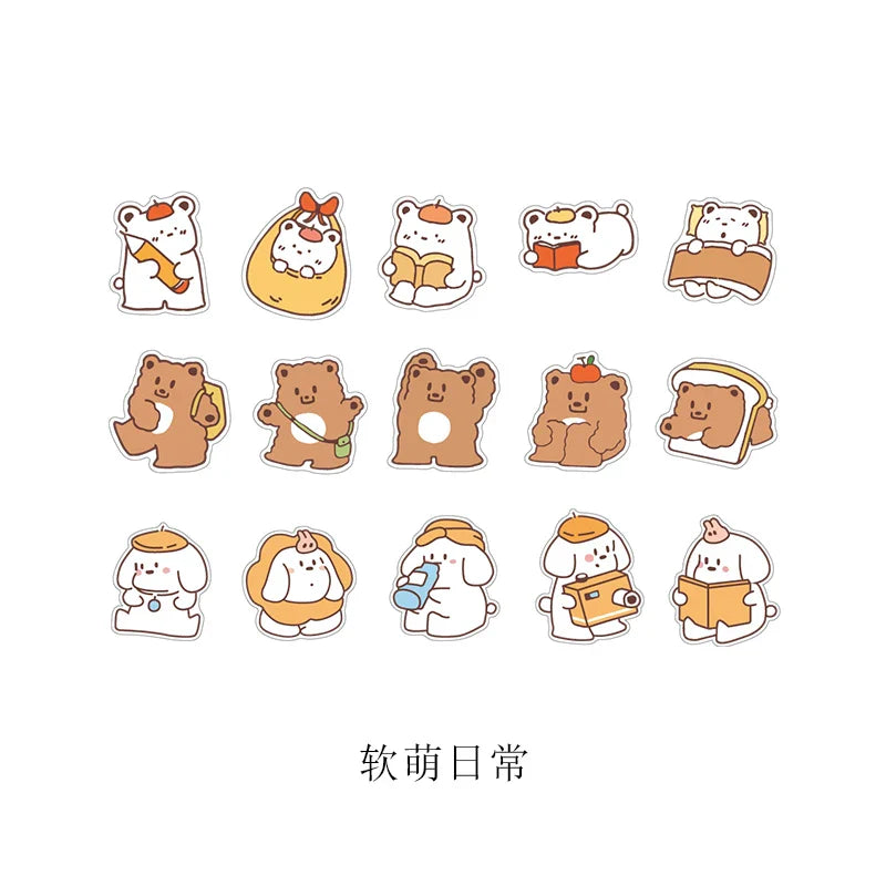 15Pcs/lot Cute Rabbit Bear Stickers PET Scrapbooking Stickers Decorative Ablum Diary For Children Stationery (ONLINE ORDER ONLY)