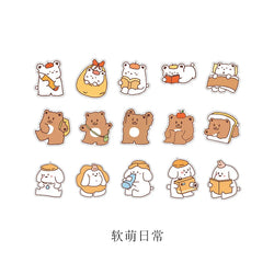 15Pcs/lot Cute Rabbit Bear Stickers PET Scrapbooking Stickers Decorative Ablum Diary For Children Stationery (ONLINE ORDER ONLY)