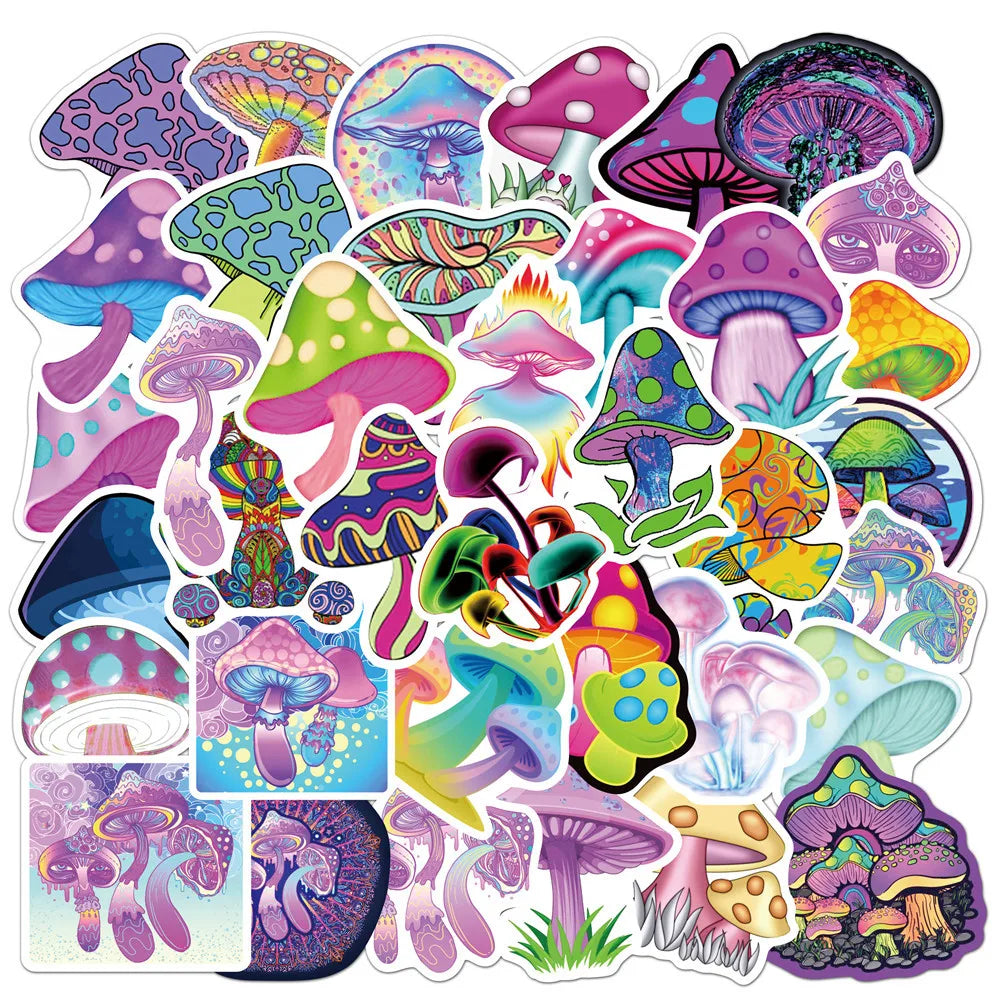 10/30/50pcs  New Personalized Psychedelic Mushroom Graffiti Stickers Luggage Compartment Notebook Gradient  Car Mobile Phone (Online Order Only)