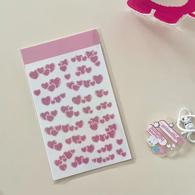 Korean ins Hot Stamping Love Ribbon Stickers Hand Account Decor DIY Collage Material Stationery Sticker Diary Album Decoration (ONLINE ORDER ONLY)