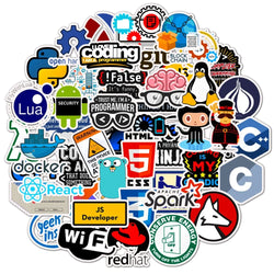 Programmer Stickers: Java, PHP, Docker, HTML, Bitcoin - 10/30/50pcs for Laptop, Phone, Car (ONLINE ORDER ONLY)