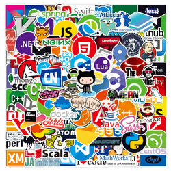 Programming Language Logo Stickers Pack - Laptop Phone Skateboard Car Guitar Waterproof (Online Order Only)