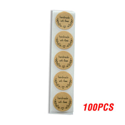 100-500pcs Black Handmade With Love 1 Inch Baking Label Wedding Sticker Party Label Decoration Envelope Seal Stationery Sticker (Online Order Only)