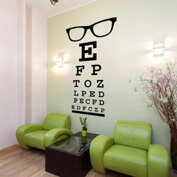 Modern Glasses Eye Chart Wall Sticker Optometry Eyewear Vinyl Decal (ONLINE ORDER ONLY)