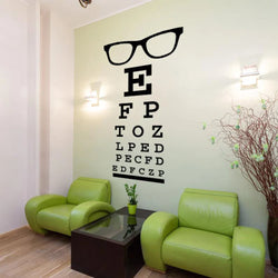 Modern Glasses Eye Chart Wall Sticker Optometry Eyewear Vinyl Decal (ONLINE ORDER ONLY)
