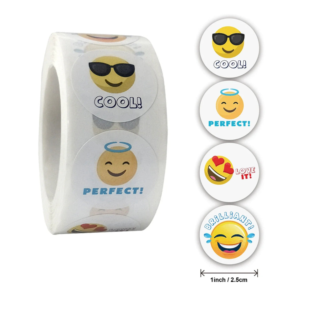 Smile Face Sticker 500 Pcs/roll For Kids Reward Sticker Yellow Dots Labels Happy Smile Face Expression Sticker Kids Toys (ONLINE ORDER ONLY)