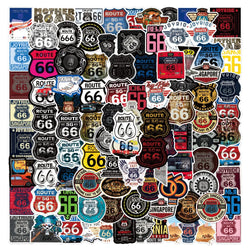 Retro Route 66 Graffiti Stickers - Waterproof Decals for Skateboard, Guitar, Laptop, Motorcycle, Car (10/30/50/100PCS) (Online Order Only)