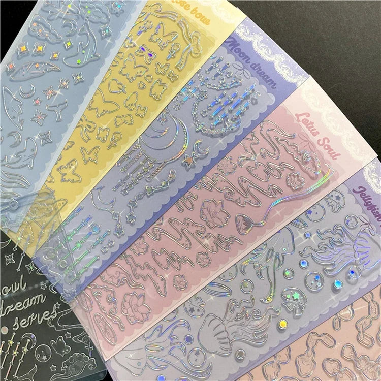 Ins Creative Laser Hot Stamping Sticker Butterfly Whale Stickers Idol Card Hand Account Decoration Stickers Kawaii Stationery (ONLINE ORDER ONLY)