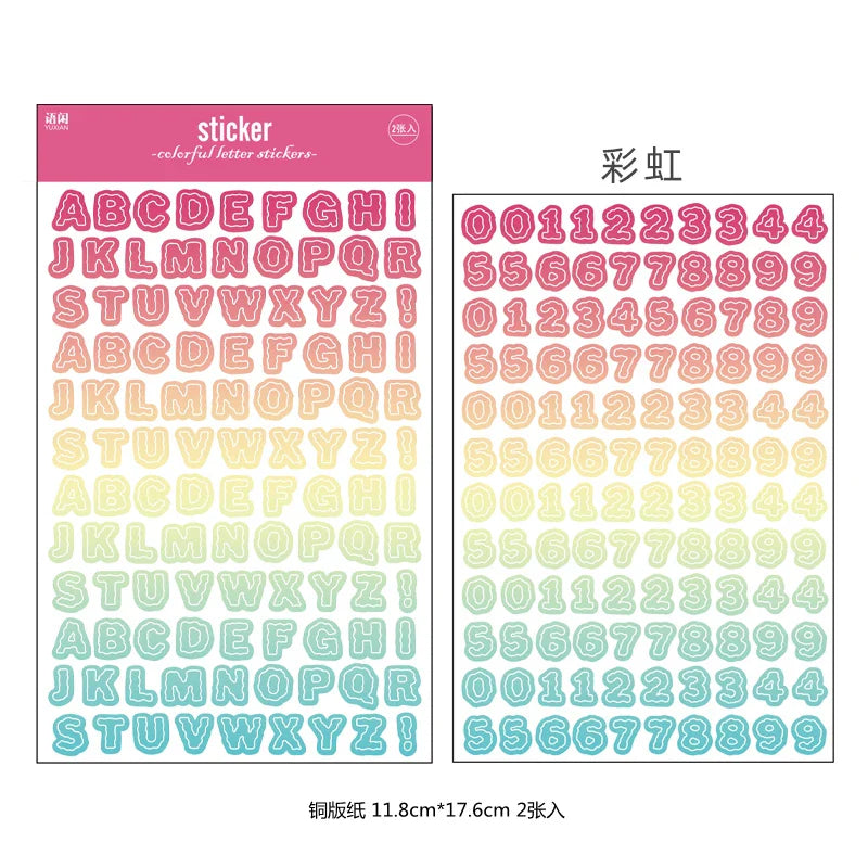 2 sheets Ins Kawaii Alphabet Letter Number Stickers Scrapbooking Decorative Sticker DIY Diary Album Stick Label Stationery (ONLINE ORDER ONLY)