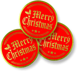 Rose Gold Merry Christmas Stickers Scrapbook 1inch 100-500pcs Sealing Label Stickers For Party DIY Packaging Stationery Stickers (ONLINE ORDER ONLY)
