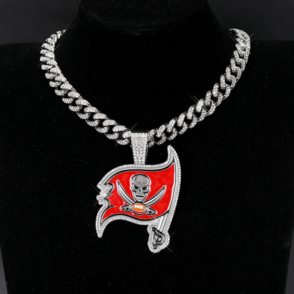 Sports Customized LOGO Pendant Necklace with Iced Out Cuban Chains for Football Fans Birthday Gifts (ONLINE ORDER ONLY)