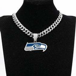 Sports Customized LOGO Pendant Necklace with Iced Out Cuban Chains for Football Fans Birthday Gifts (ONLINE ORDER ONLY)
