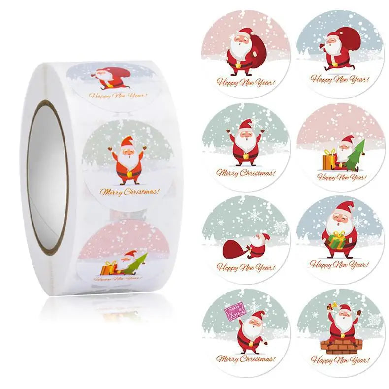 500pcs Merry Christmas Stickers Roll Round Holiday Label Stickers Christmas Envelope Stickers for Cards, Presents, Bag,Gift Box (ONLINE ORDER ONLY)