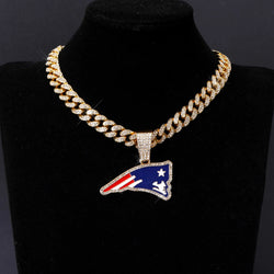 Sports Customized LOGO Pendant Necklace with Iced Out Cuban Chains for Football Fans Birthday Gifts (ONLINE ORDER ONLY)
